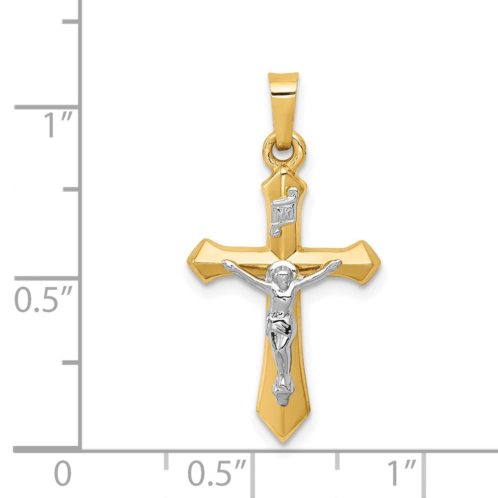 Million Charms 14K Two-Tone Polished Inri Relgious Crucifix Pendant