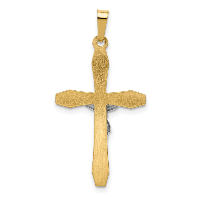 Million Charms 14K Two-Tone Polished Inri Relgious Crucifix Pendant