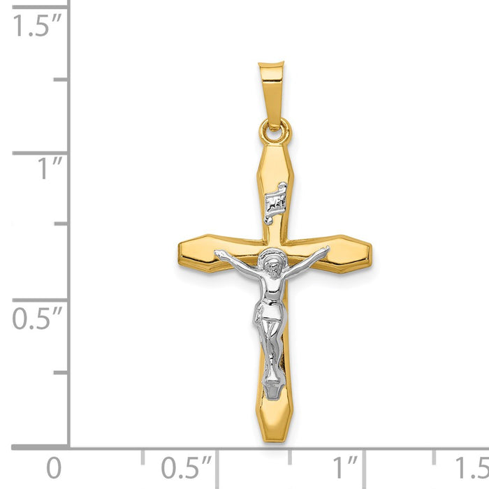 Million Charms 14K Two-Tone Polished Inri Relgious Crucifix Pendant