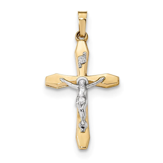 Million Charms 14K Two-Tone Polished Inri Relgious Crucifix Pendant