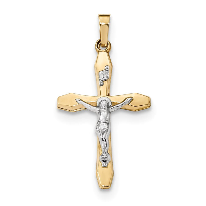 Million Charms 14K Two-Tone Polished Inri Relgious Crucifix Pendant