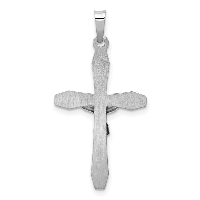 Million Charms 14K White Gold Themed Polished Inri Relgious Crucifix Pendant