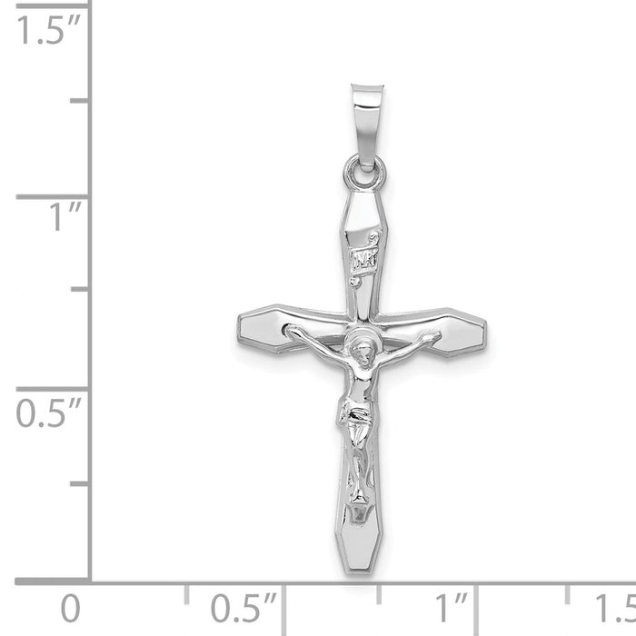Million Charms 14K White Gold Themed Polished Inri Relgious Crucifix Pendant