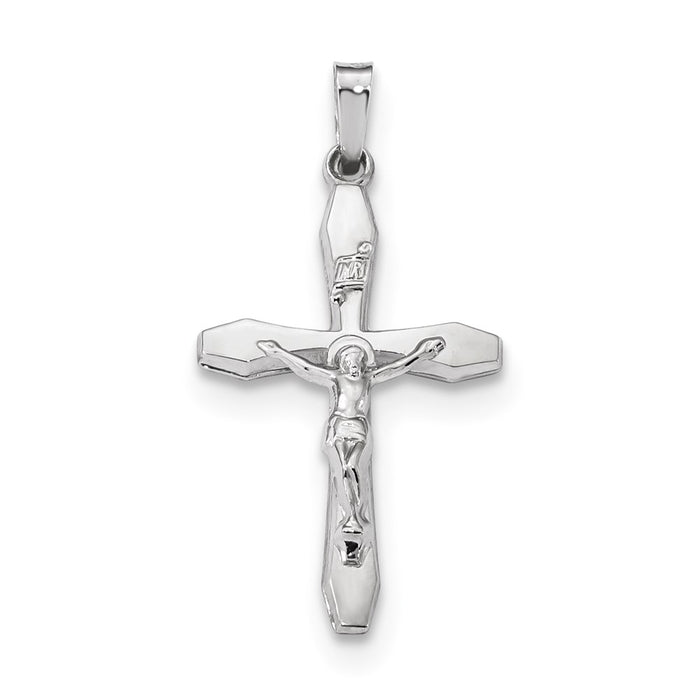Million Charms 14K White Gold Themed Polished Inri Relgious Crucifix Pendant