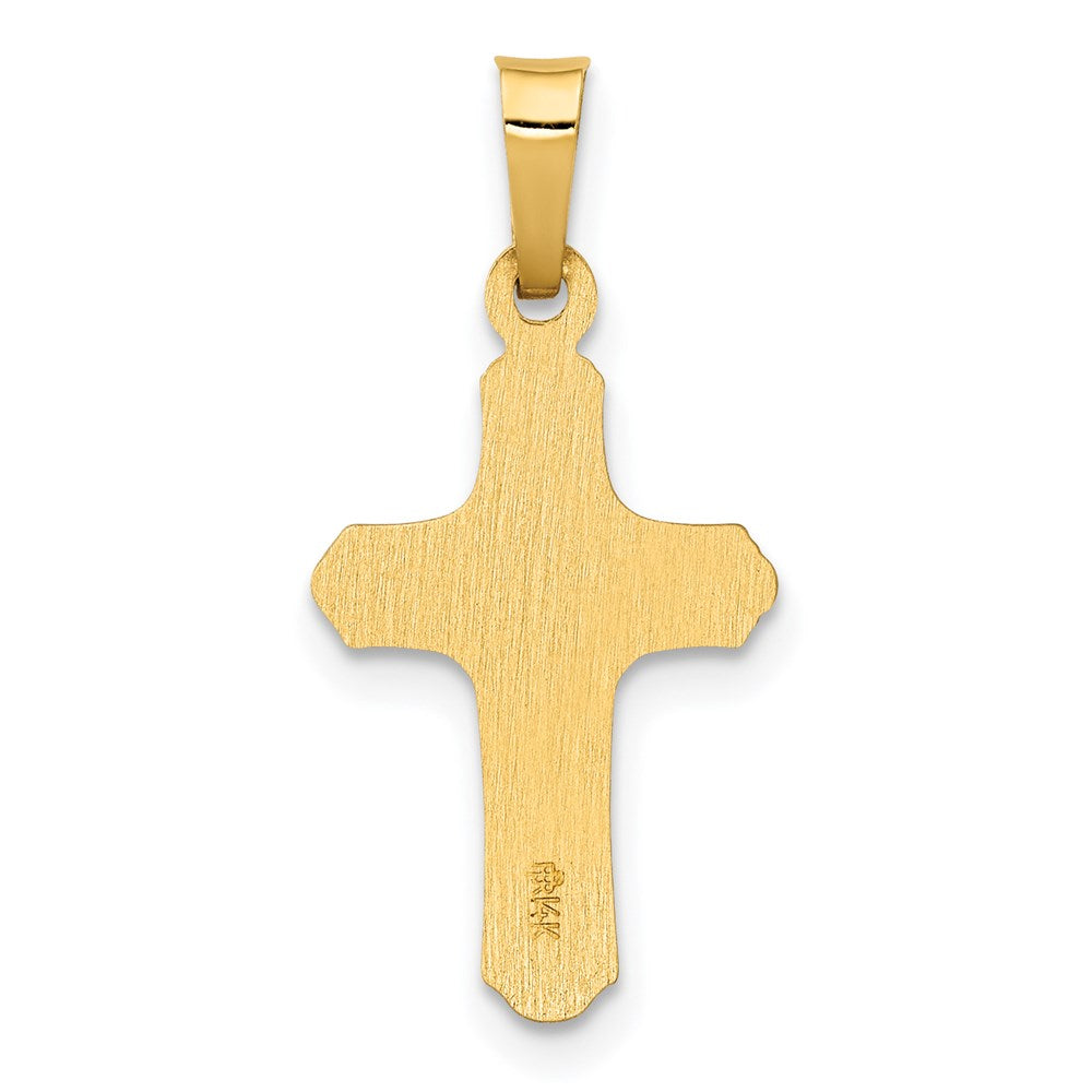Million Charms 14K Two-Tone Polished, Textured Inri Relgious Crucifix Pendant