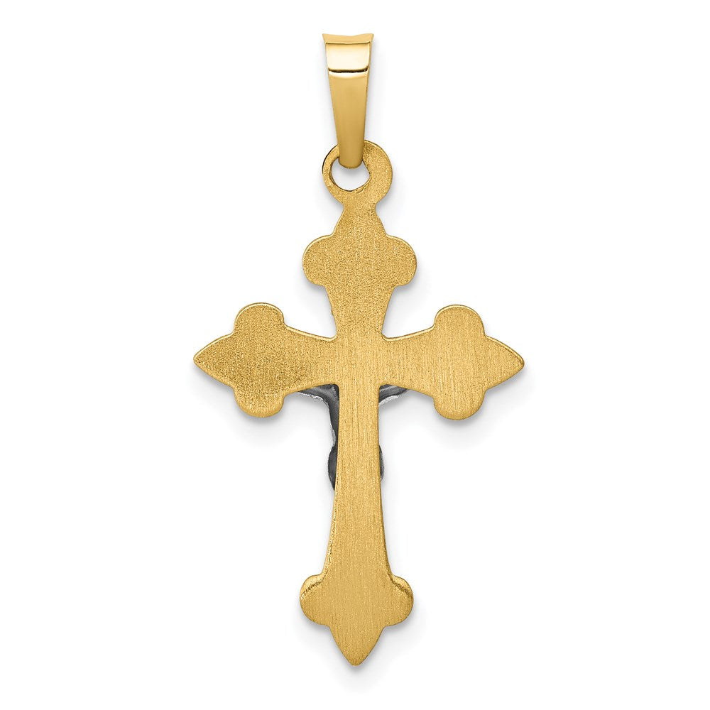 Million Charms 14K Two-Tone Polished Fleur De Lis Inri Relgious Crucifix Pendant