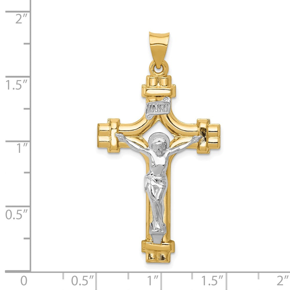 Million Charms 14K Two-Tone Polished Inri Relgious Crucifix Pendant