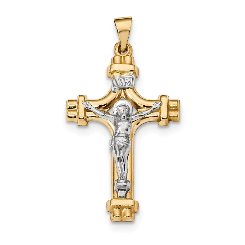 Million Charms 14K Two-Tone Polished Inri Relgious Crucifix Pendant