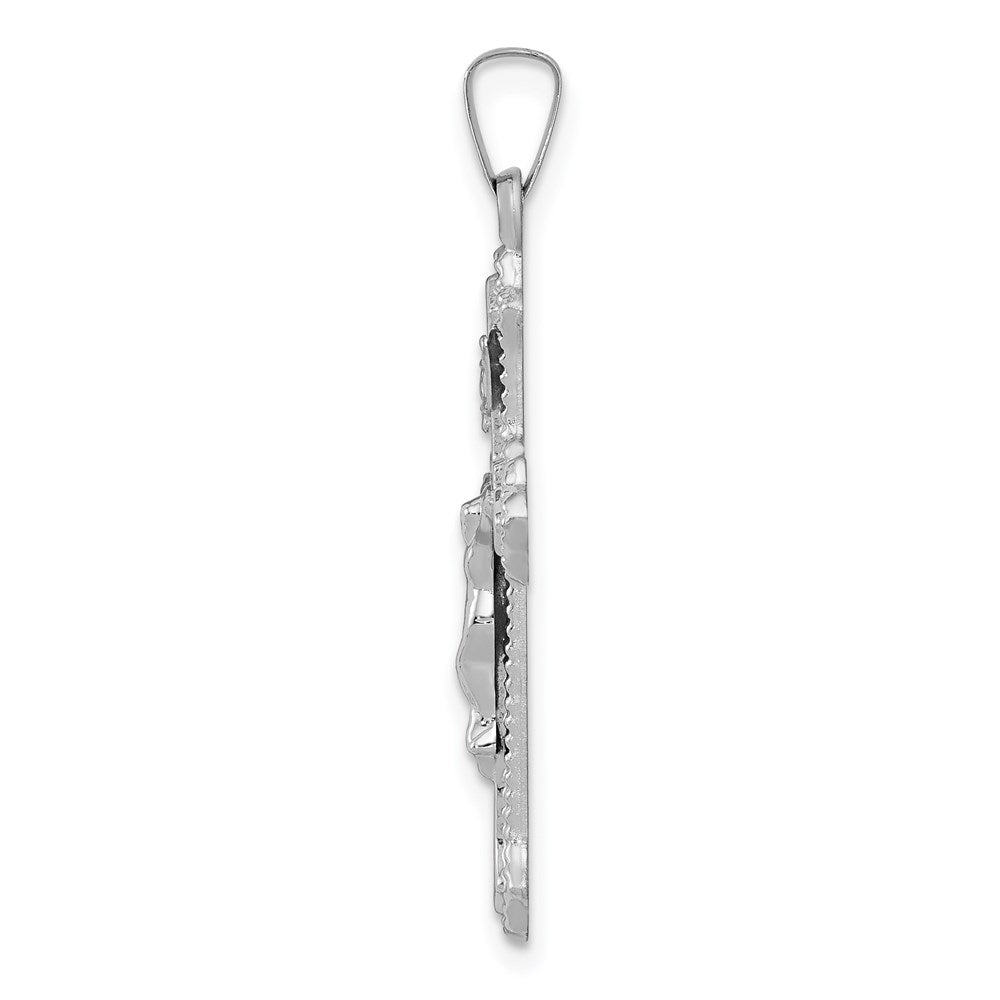 Million Charms 14K White Gold Themed Polished Inri Relgious Crucifix Pendant