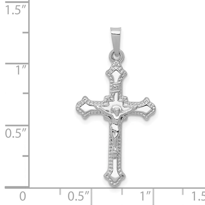 Million Charms 14K White Gold Themed Polished Inri Relgious Crucifix Pendant