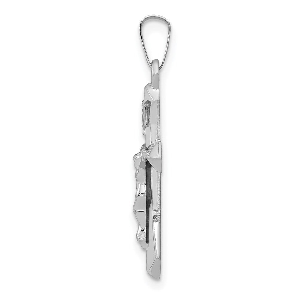Million Charms 14K White Gold Themed Polished Inri Relgious Crucifix Pendant