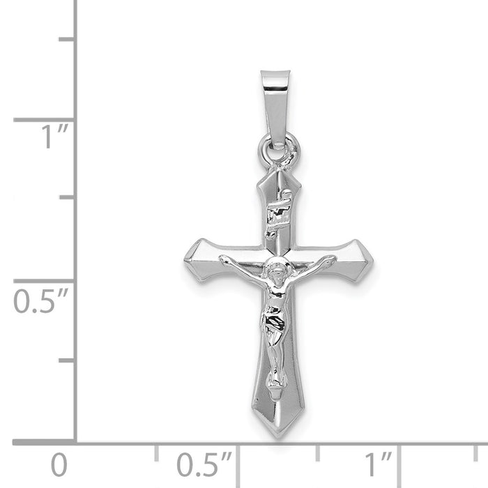 Million Charms 14K White Gold Themed Polished Inri Relgious Crucifix Pendant
