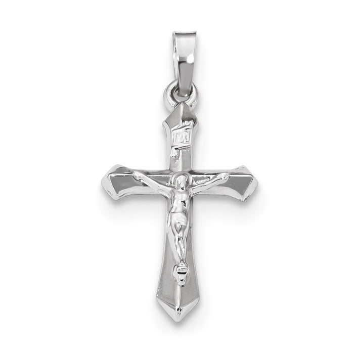 Million Charms 14K White Gold Themed Polished Inri Relgious Crucifix Pendant