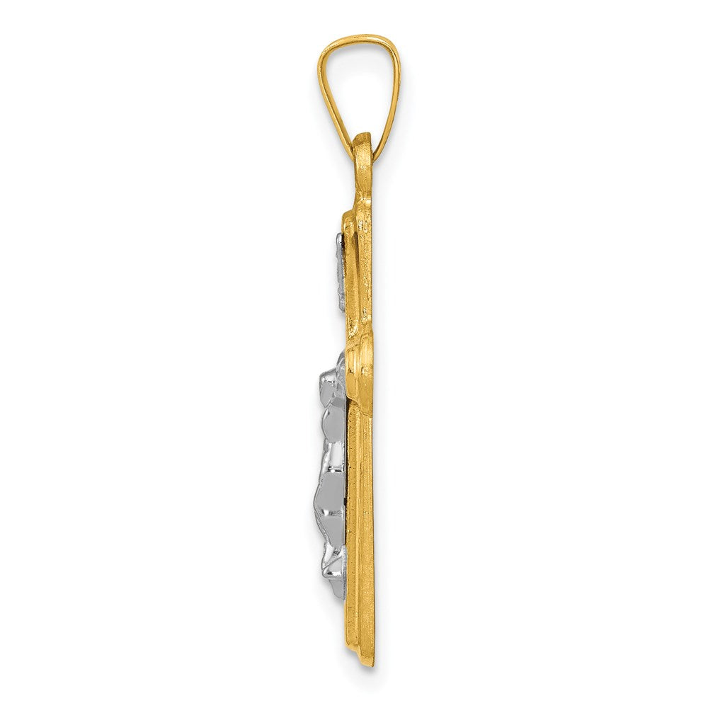 Million Charms 14K Two-Tone Satin Inri Latin Relgious Crucifix Pendant