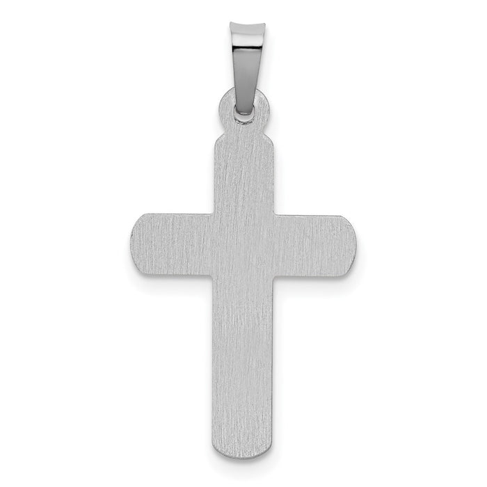Million Charms 14K White Gold Themed Polished, Satin Inri Relgious Crucifix Pendant