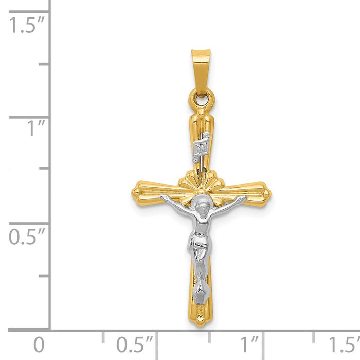 Million Charms 14K Rhodium-Plated Polished Inri Relgious Crucifix Pendant