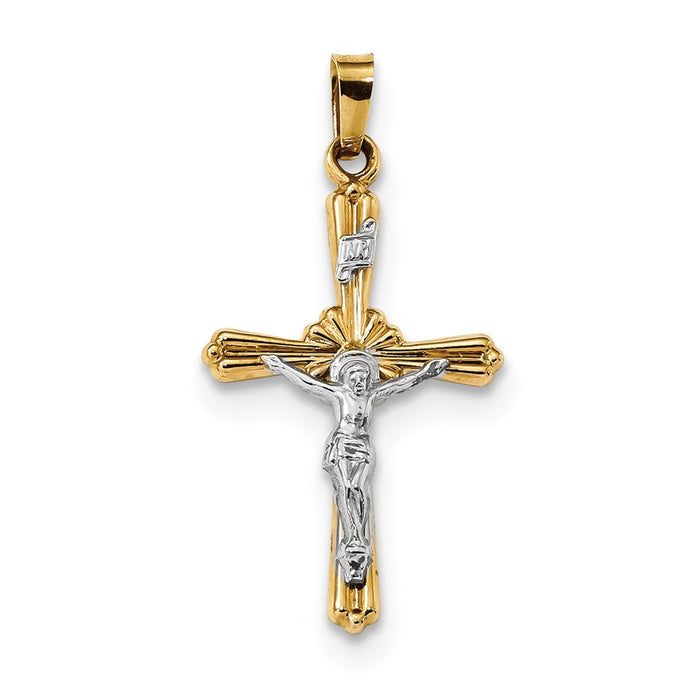 Million Charms 14K Rhodium-Plated Polished Inri Relgious Crucifix Pendant