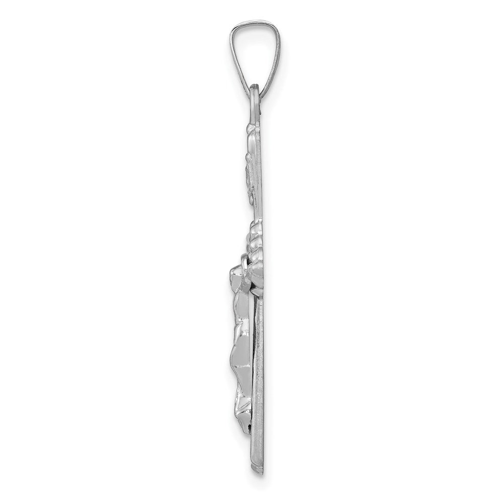 Million Charms 14K White Gold Themed Polished Inri Relgious Crucifix Pendant