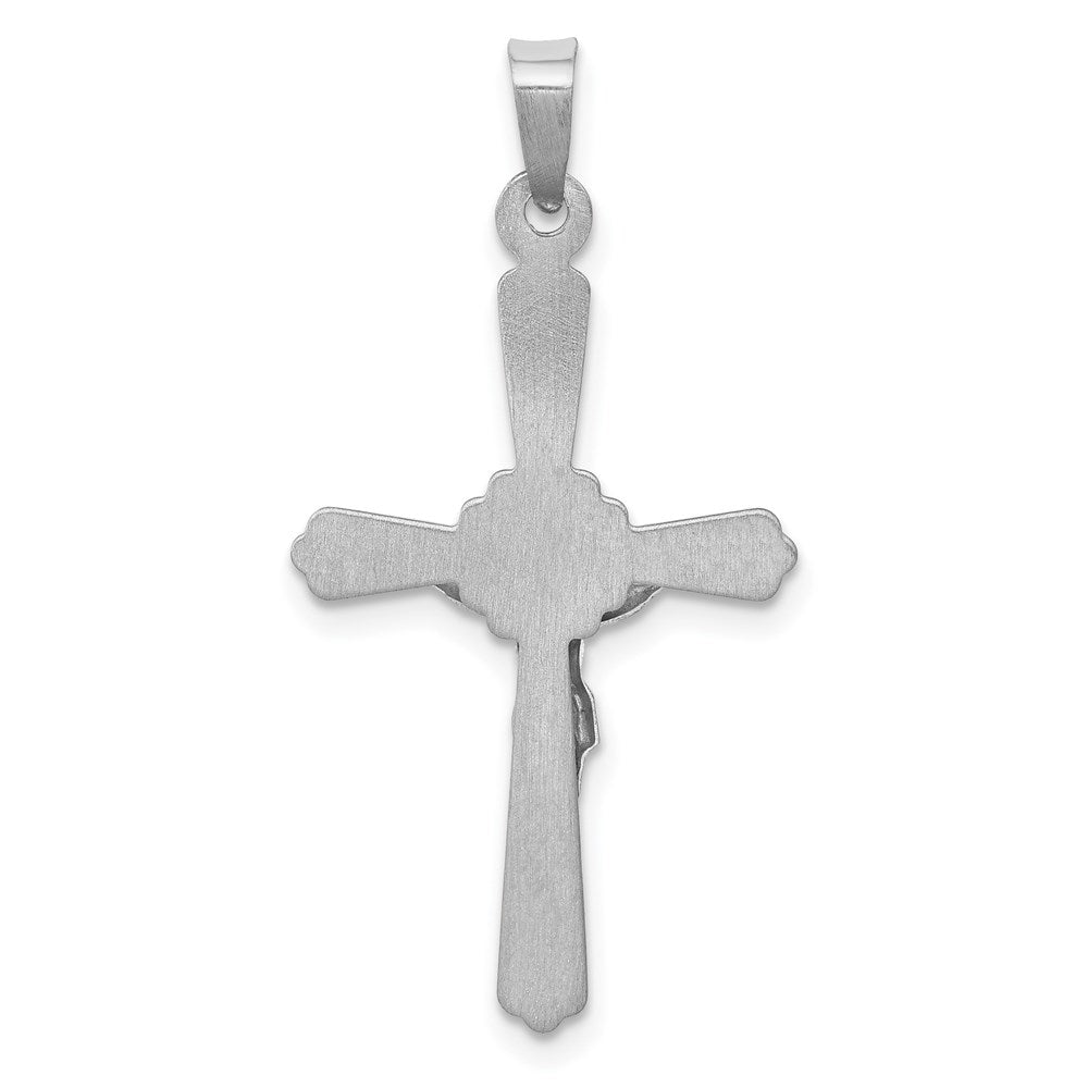 Million Charms 14K White Gold Themed Polished Inri Relgious Crucifix Pendant