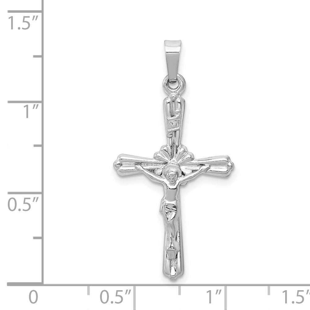 Million Charms 14K White Gold Themed Polished Inri Relgious Crucifix Pendant