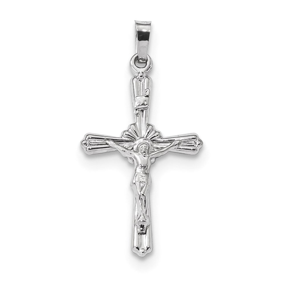 Million Charms 14K White Gold Themed Polished Inri Relgious Crucifix Pendant