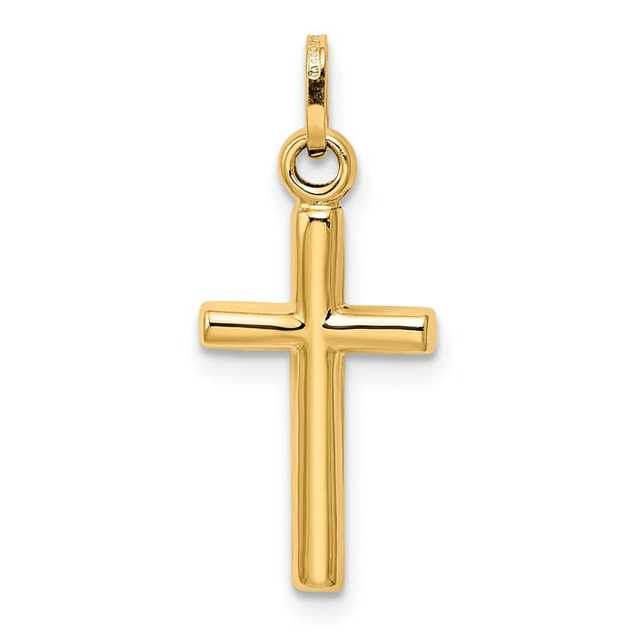 Million Charms 14K Yellow Gold Themed Hollow Relgious Cross Pendant