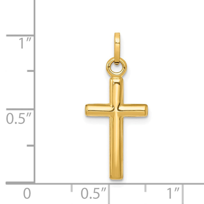 Million Charms 14K Yellow Gold Themed Hollow Relgious Cross Pendant