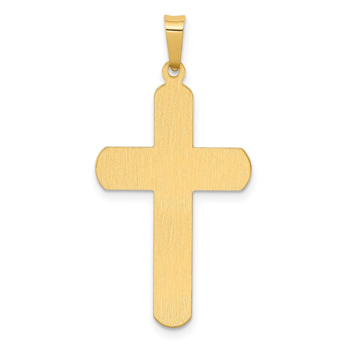 Million Charms 14K Two-Tone Polished, Textured Inri Relgious Crucifix Pendant