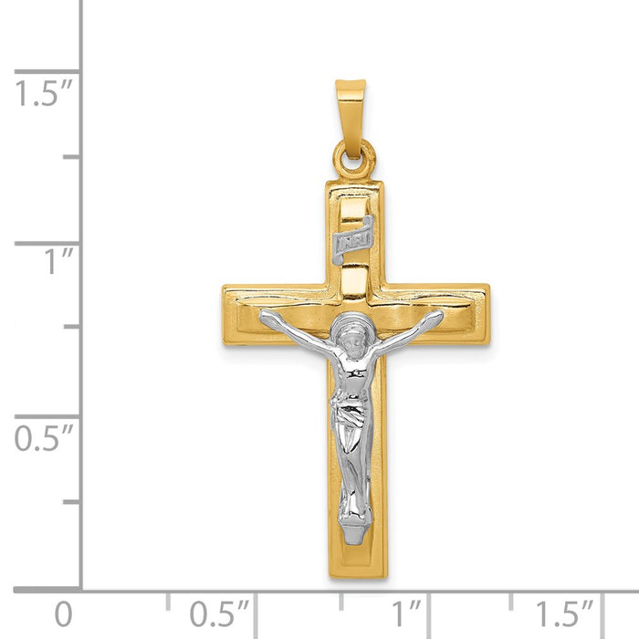 Million Charms 14K Two-Tone Polished Inri Relgious Crucifix Pendant