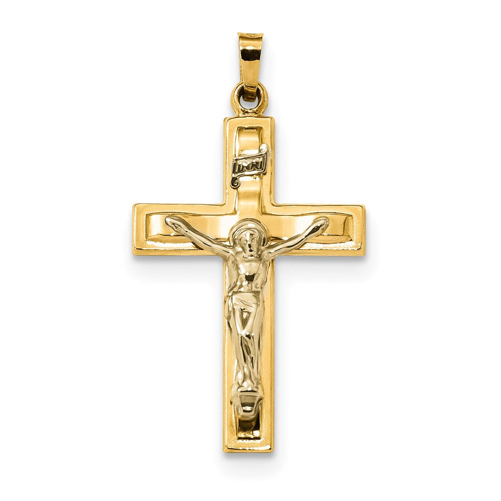 Million Charms 14K Two-Tone Polished Inri Relgious Crucifix Pendant