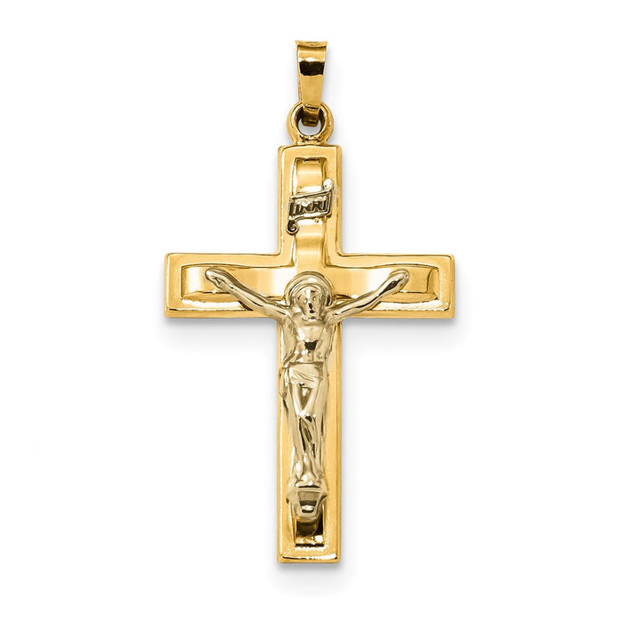 Million Charms 14K Two-Tone Polished Inri Relgious Crucifix Pendant