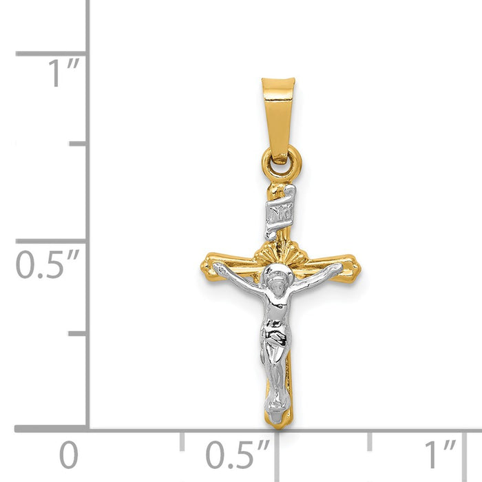 Million Charms 14K Two-Tone Polished Inri Relgious Crucifix Pendant