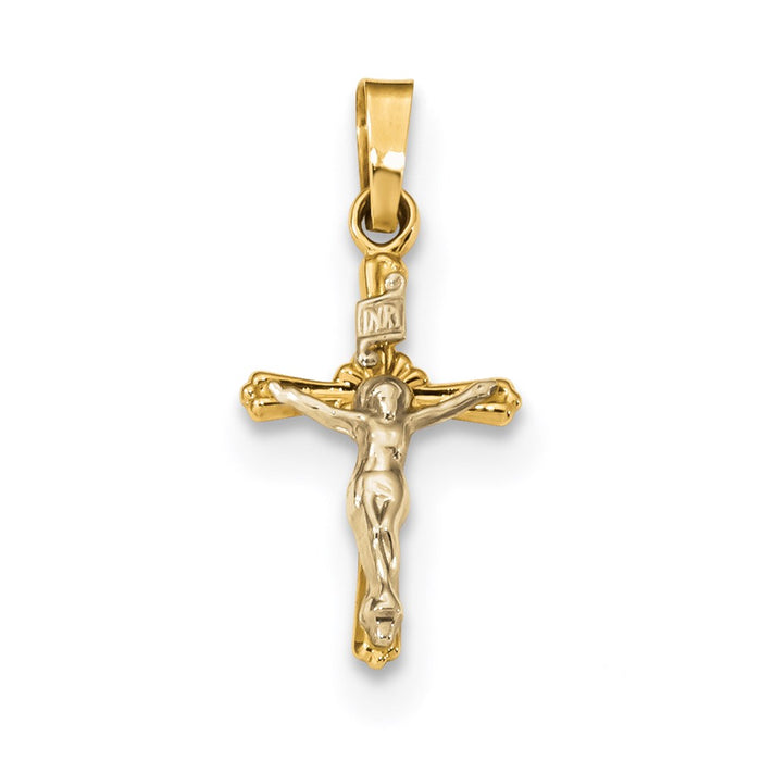 Million Charms 14K Two-Tone Polished Inri Relgious Crucifix Pendant