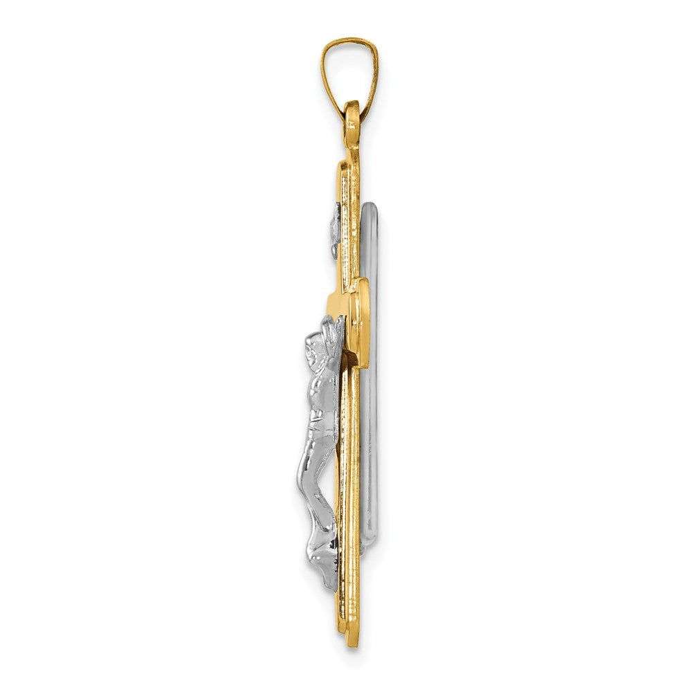Million Charms 14K Two-Tone Polished Inri Relgious Crucifix Pendant