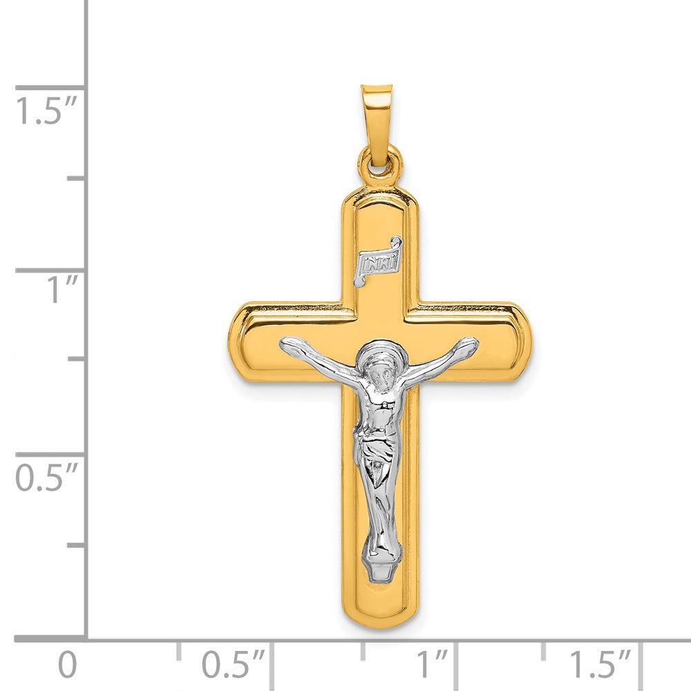 Million Charms 14K Two-Tone Polished Inri Relgious Crucifix Pendant