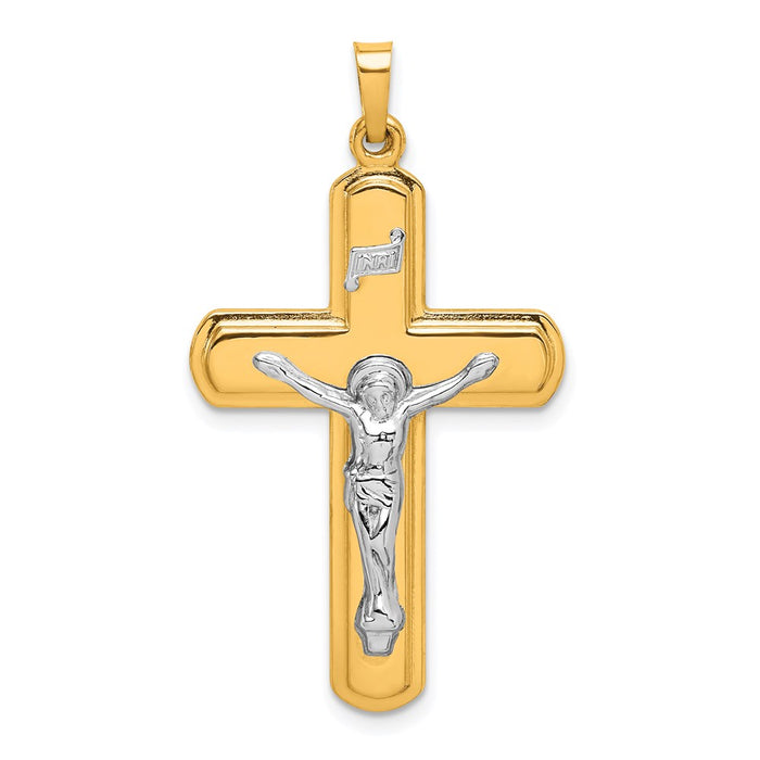 Million Charms 14K Two-Tone Polished Inri Relgious Crucifix Pendant