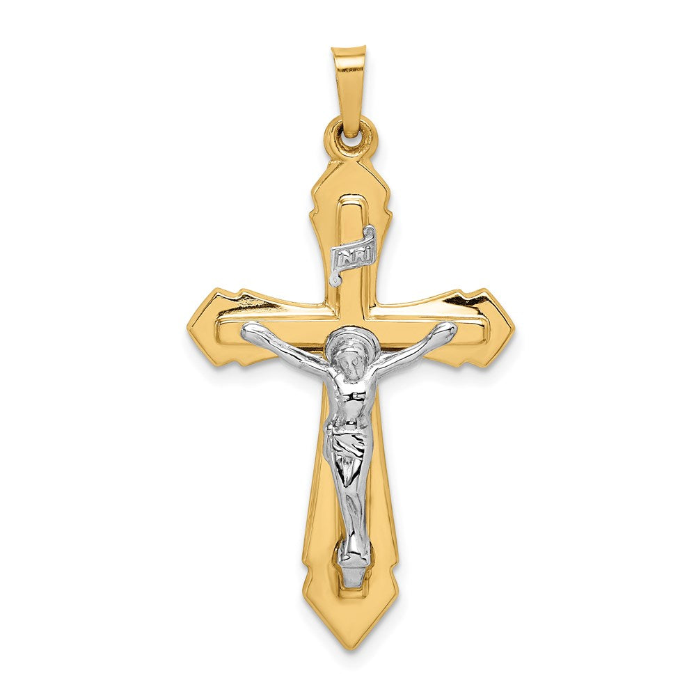 Million Charms 14K Two-Tone Polished Inri Relgious Crucifix Pendant