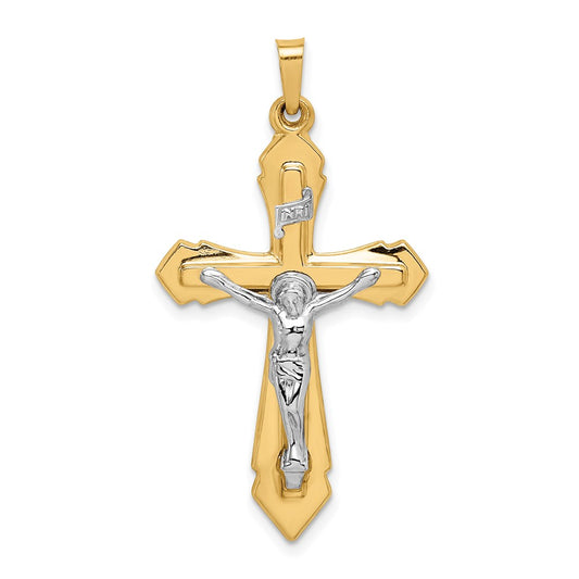 Million Charms 14K Two-Tone Polished Inri Relgious Crucifix Pendant