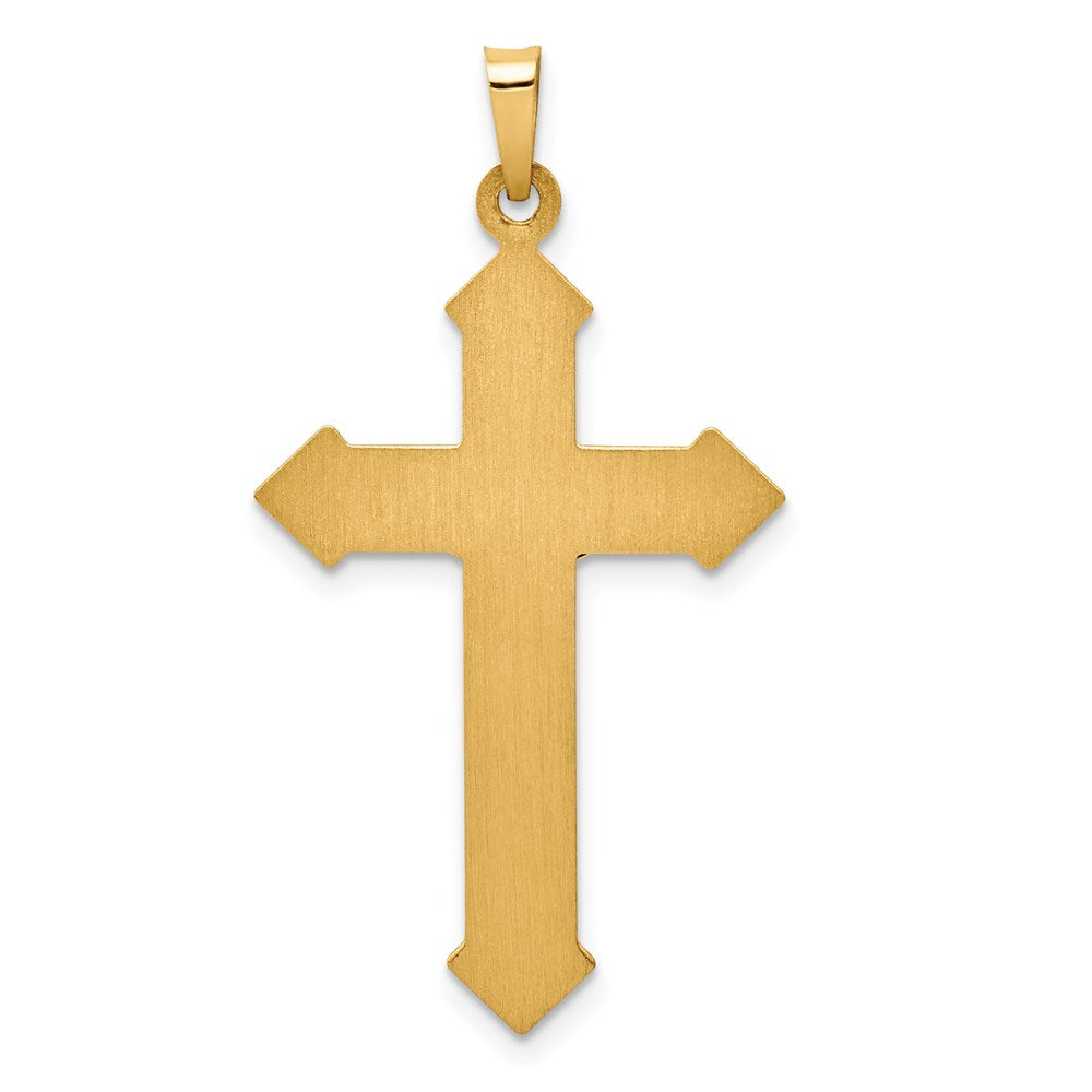 Million Charms 14K Two-Tone Polished, Textured Inri Relgious Crucifix Pendant