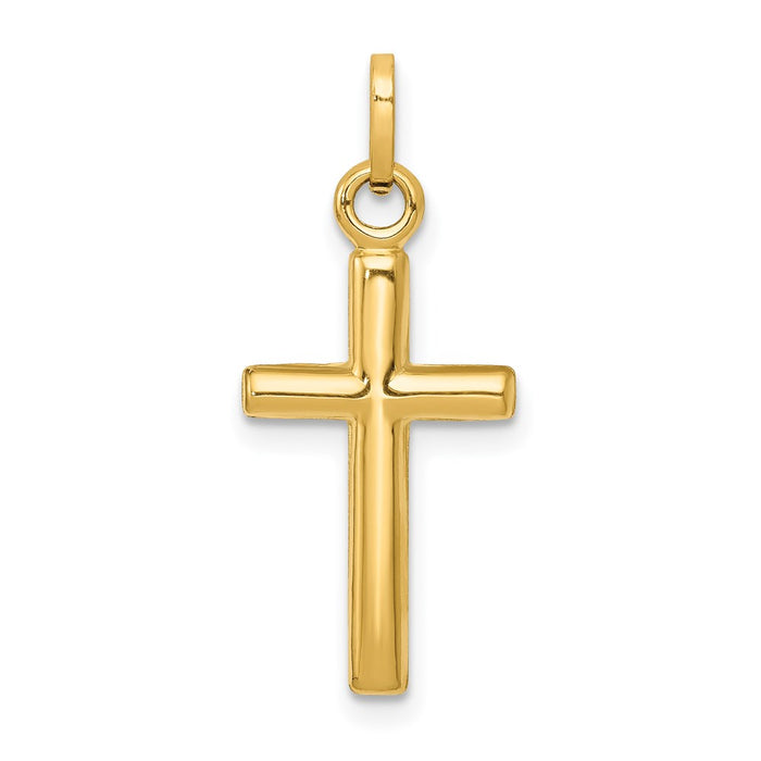 Million Charms 14K Yellow Gold Themed Hollow Relgious Cross Pendant