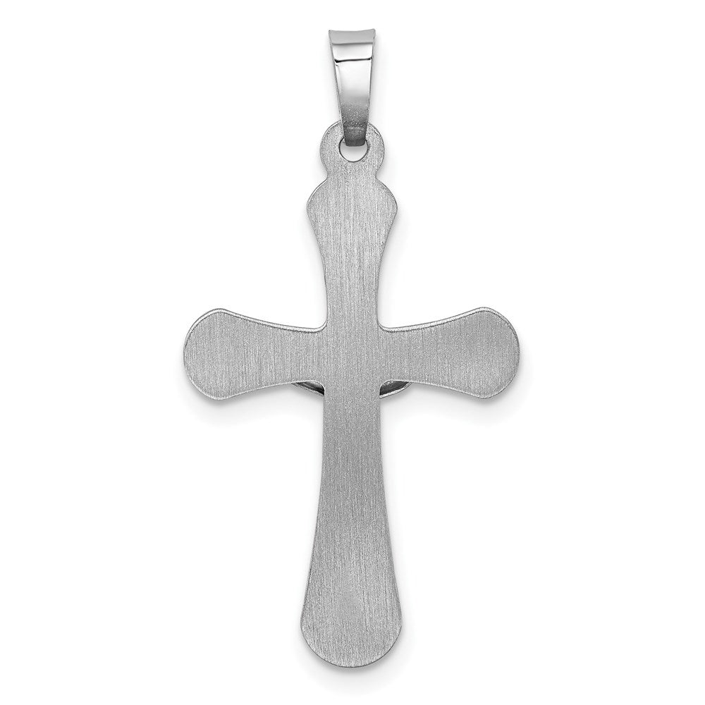 Million Charms 14K White Gold Themed Polished Inri Rounded Relgious Crucifix Pendant