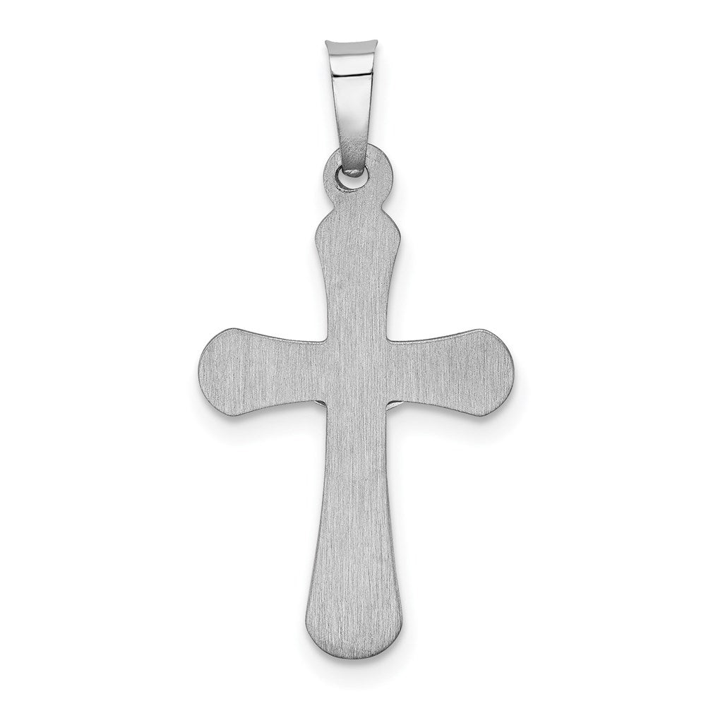 Million Charms 14K White Gold Themed Polished Inri Rounded Relgious Crucifix Pendant