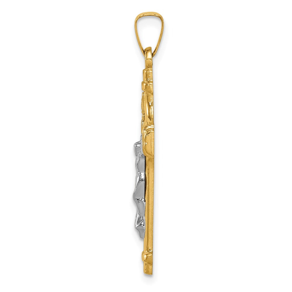 Million Charms 14K Yellow Gold Themed Two-Tone Polished Inri Relgious Crucifix Pendant