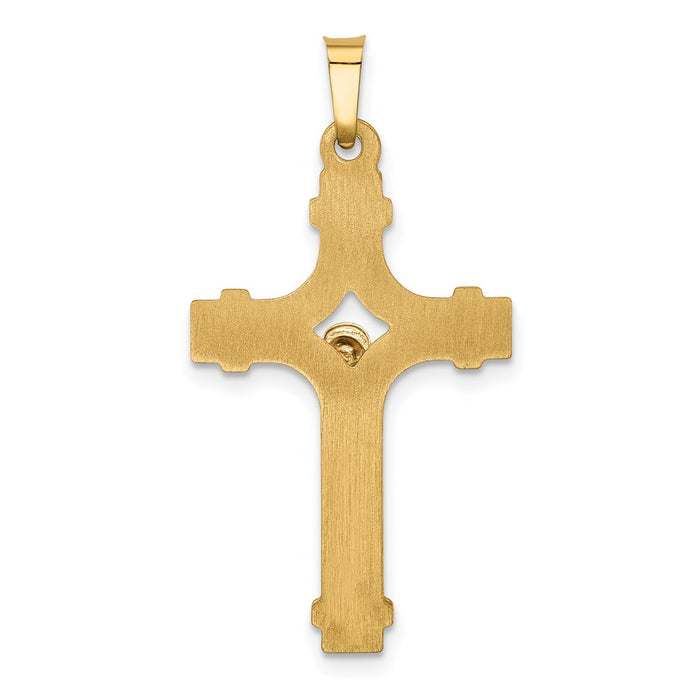 Million Charms 14K Yellow Gold Themed Two-Tone Polished Inri Relgious Crucifix Pendant