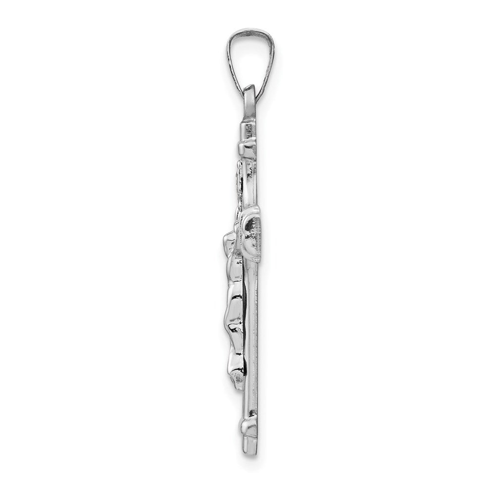 Million Charms 14K White Gold Themed Polished Inri Relgious Crucifix Pendant
