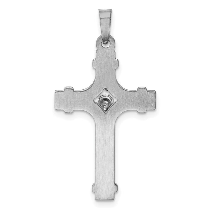 Million Charms 14K White Gold Themed Polished Inri Relgious Crucifix Pendant