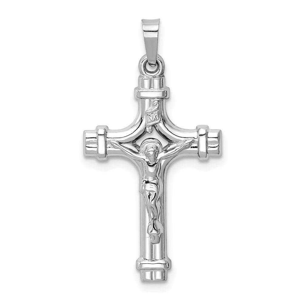Million Charms 14K White Gold Themed Polished Inri Relgious Crucifix Pendant