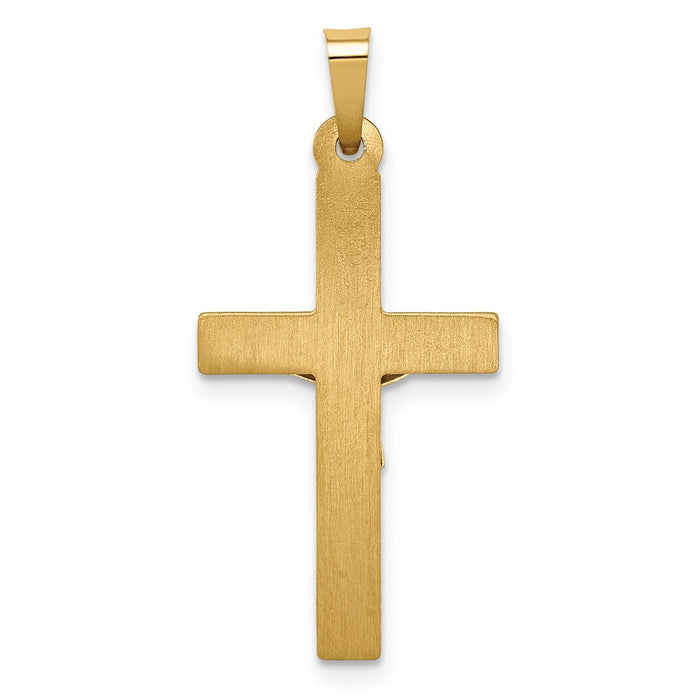 Million Charms 14K Two-Tone Polished Lattice Textured Inri Relgious Crucifix Pendant