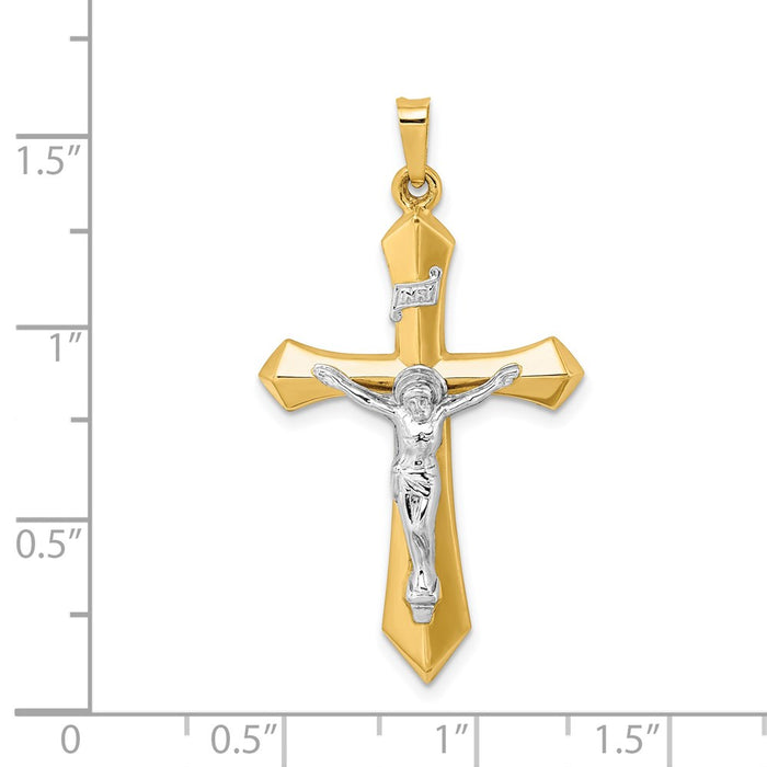 Million Charms 14K Two-Tone Polished Inri Relgious Crucifix Pendant