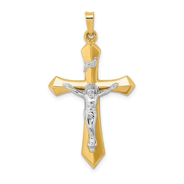 Million Charms 14K Two-Tone Polished Inri Relgious Crucifix Pendant